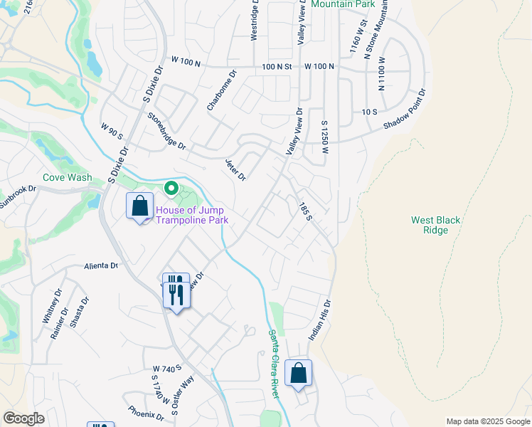 map of restaurants, bars, coffee shops, grocery stores, and more near 275 South Valley View Drive in St. George