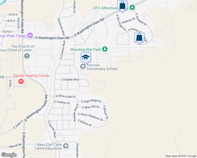 map of restaurants, bars, coffee shops, grocery stores, and more near 1321 East Pony Way in Washington