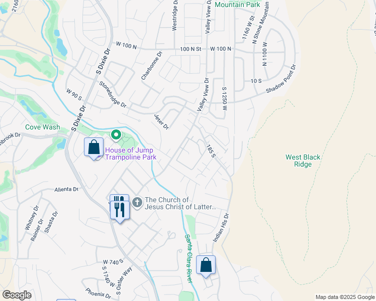 map of restaurants, bars, coffee shops, grocery stores, and more near 275 South Valley View Drive in St. George