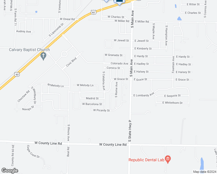 map of restaurants, bars, coffee shops, grocery stores, and more near 329 West Grace Street in Republic