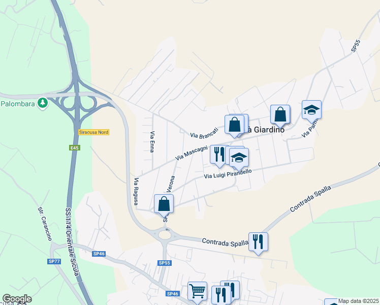 map of restaurants, bars, coffee shops, grocery stores, and more near 7 Via Agrigento in Città Giardino