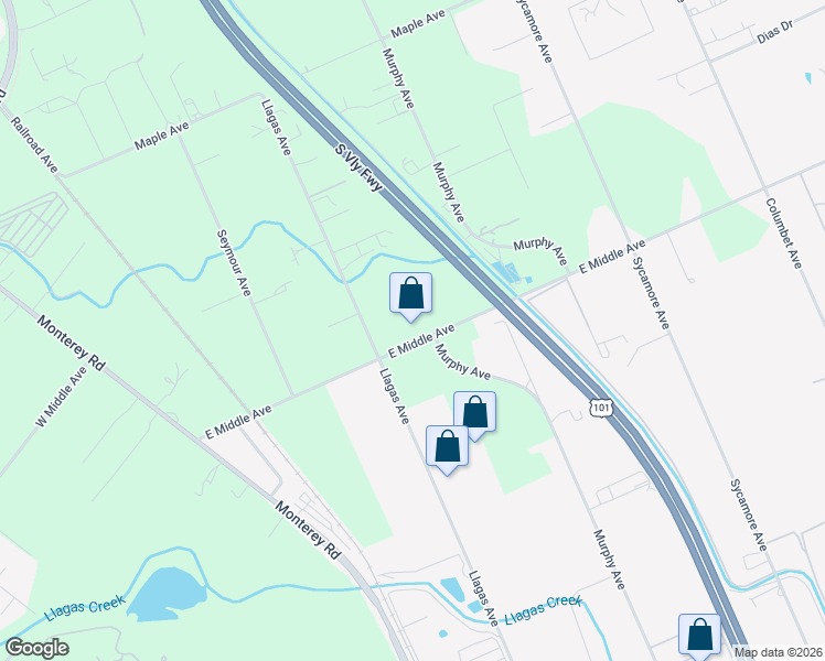 map of restaurants, bars, coffee shops, grocery stores, and more near 475 East Middle Avenue in San Martin