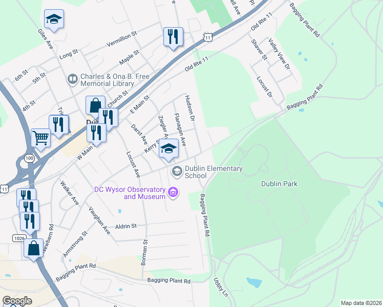 map of restaurants, bars, coffee shops, grocery stores, and more near 331 Flanagan Avenue in Dublin