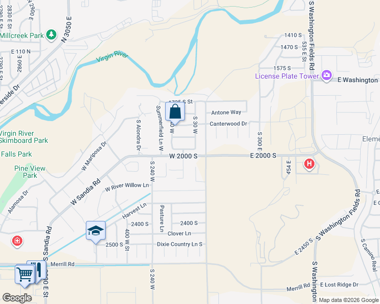 map of restaurants, bars, coffee shops, grocery stores, and more near 59 West 1965 South in Washington