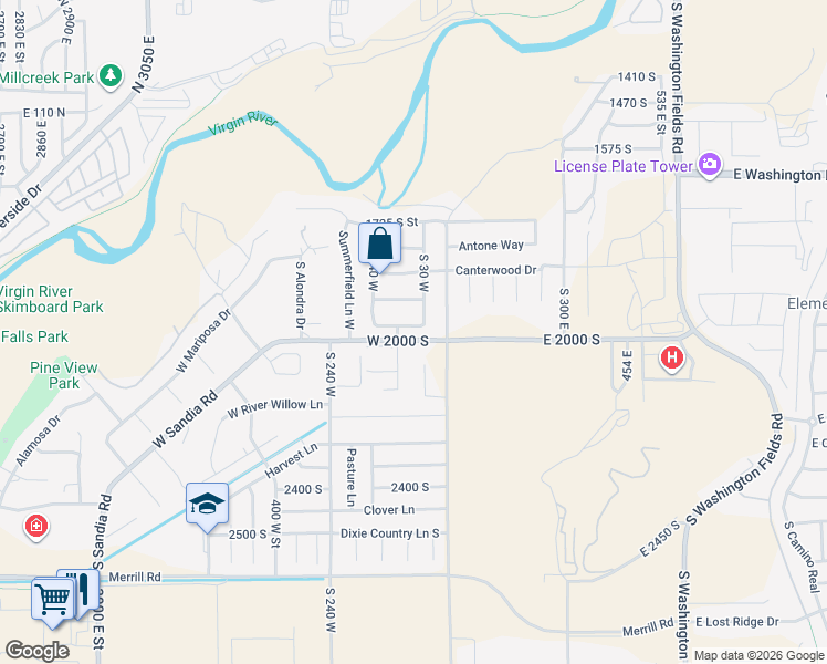 map of restaurants, bars, coffee shops, grocery stores, and more near 59 West 1965 South in Washington