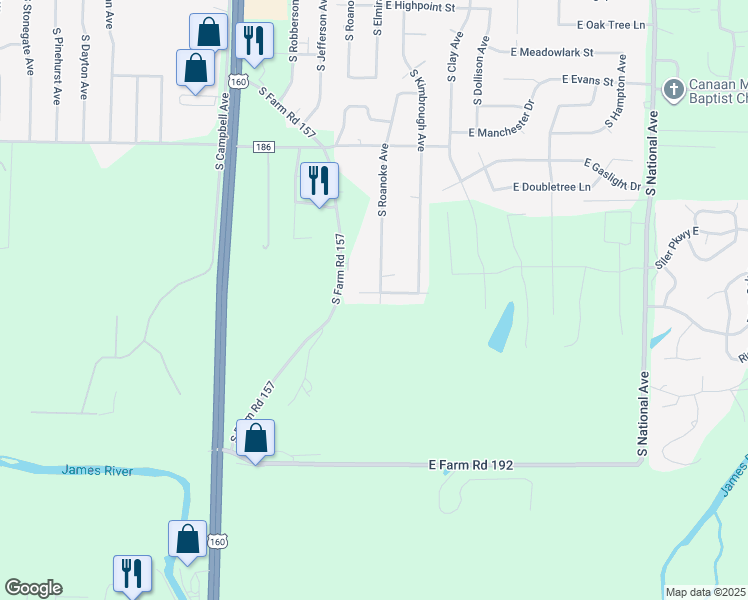 map of restaurants, bars, coffee shops, grocery stores, and more near 522 East McArthur Drive in Springfield