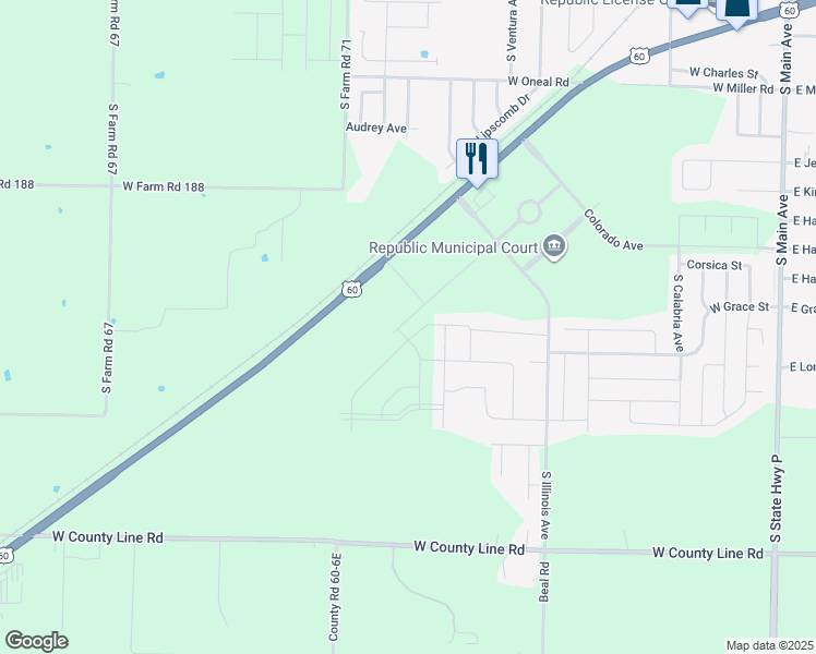 map of restaurants, bars, coffee shops, grocery stores, and more near 711 W Melody Ln in Republic