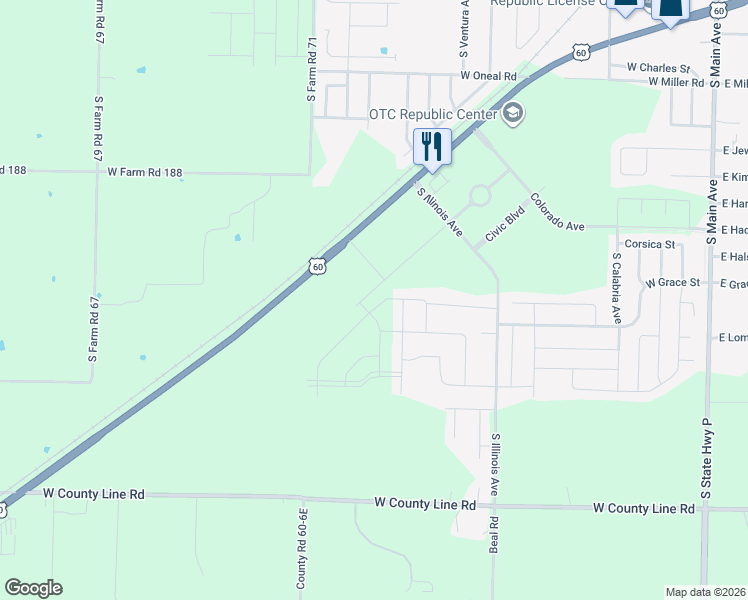 map of restaurants, bars, coffee shops, grocery stores, and more near 711 W Melody Ln in Republic