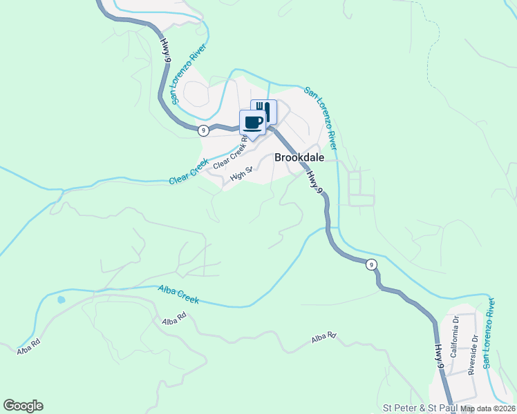 map of restaurants, bars, coffee shops, grocery stores, and more near 895 Forest Way in Ben Lomond