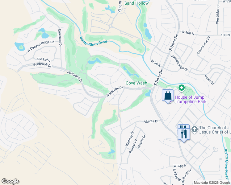 map of restaurants, bars, coffee shops, grocery stores, and more near 280 Luce Del Sol Drive in St. George