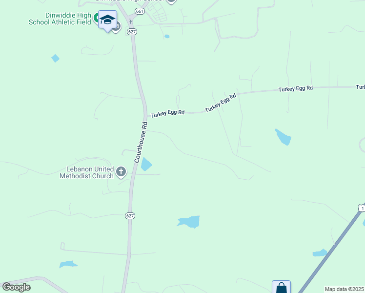 map of restaurants, bars, coffee shops, grocery stores, and more near 18600 Cardinal Drive in Dinwiddie