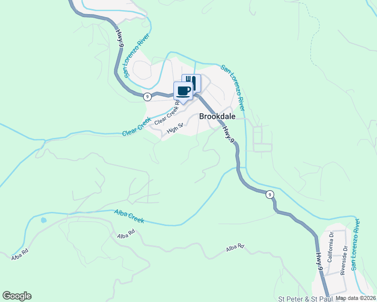 map of restaurants, bars, coffee shops, grocery stores, and more near 895 Forest Way in Ben Lomond
