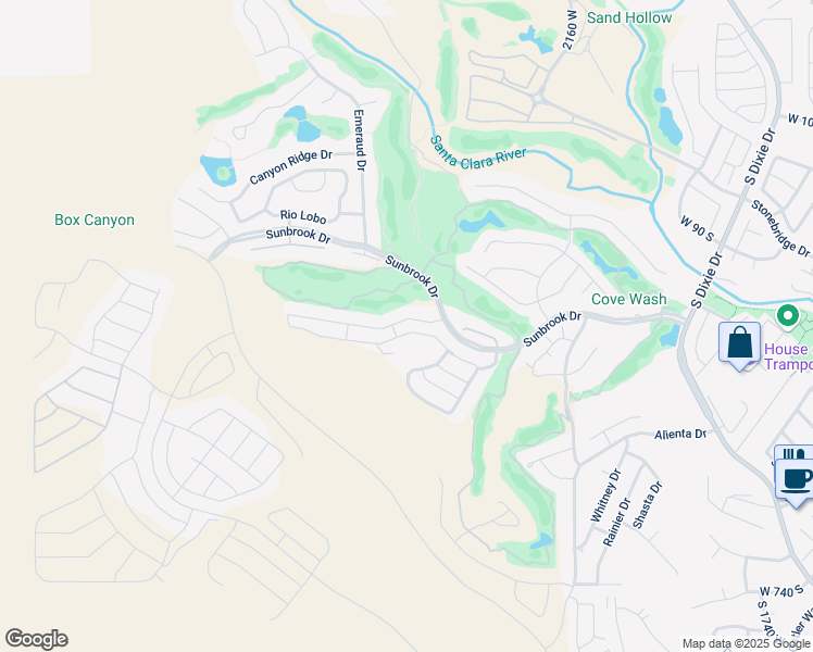 map of restaurants, bars, coffee shops, grocery stores, and more near 2335 West Sunbrook Drive in St. George