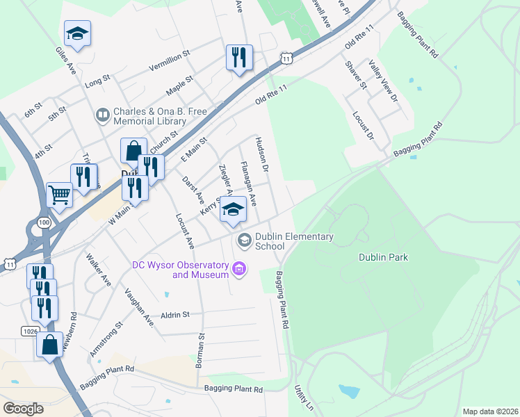 map of restaurants, bars, coffee shops, grocery stores, and more near 331 Flanagan Avenue in Dublin