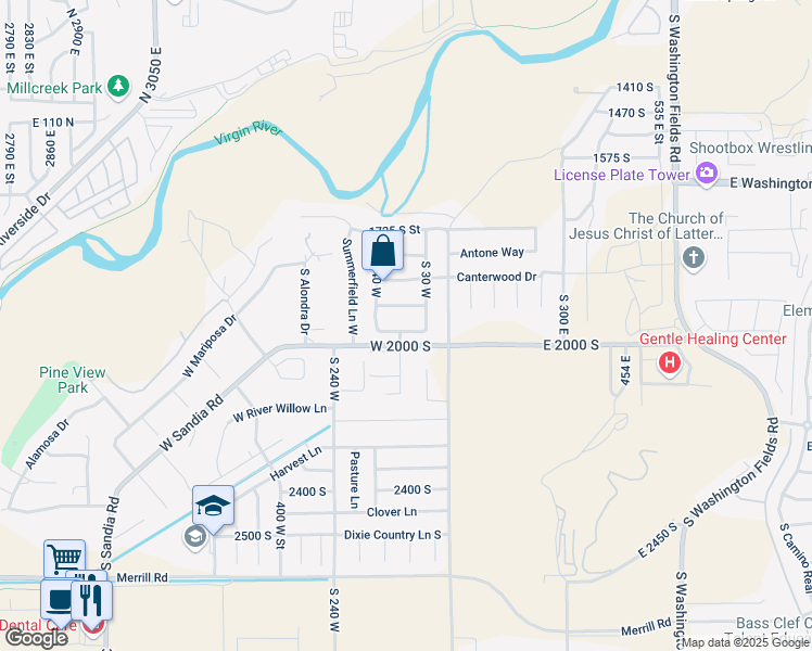map of restaurants, bars, coffee shops, grocery stores, and more near 86 West 1965 South in Washington