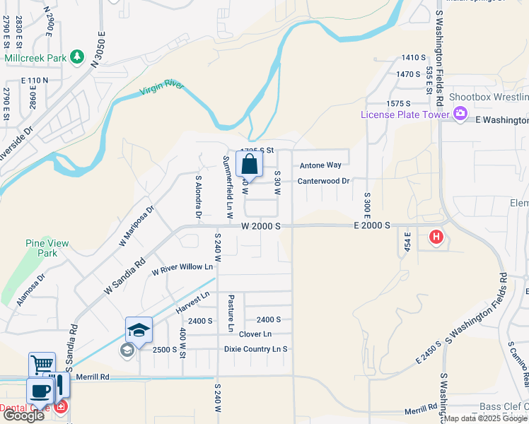 map of restaurants, bars, coffee shops, grocery stores, and more near 86 West 1965 South in Washington