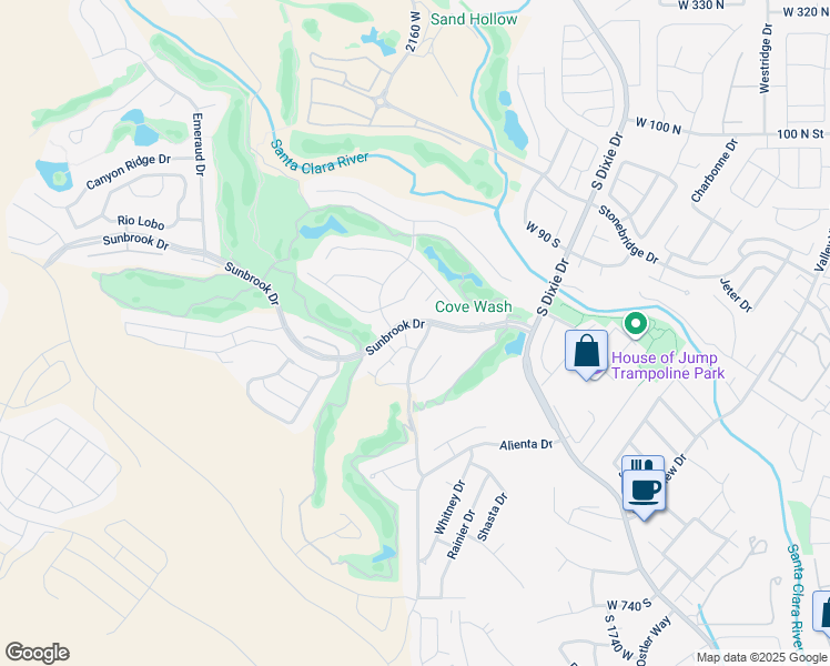 map of restaurants, bars, coffee shops, grocery stores, and more near 280 South Luce Del Sol in St. George