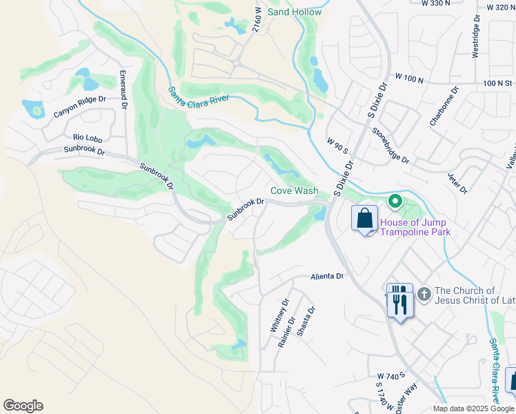 map of restaurants, bars, coffee shops, grocery stores, and more near 280 South Luce Del Sol in St. George