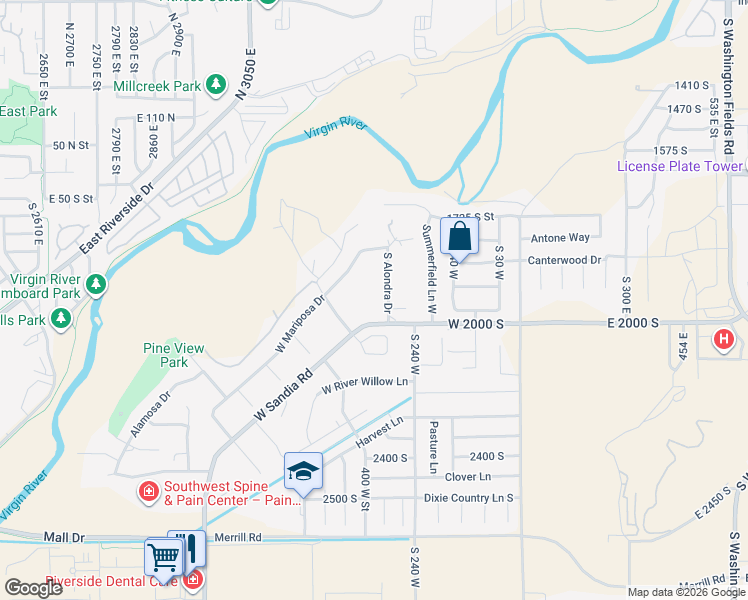 map of restaurants, bars, coffee shops, grocery stores, and more near 1940 S Alondra Dr in Washington