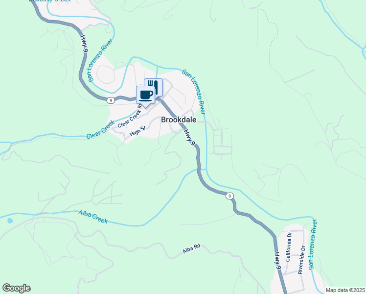map of restaurants, bars, coffee shops, grocery stores, and more near 133 Western Avenue in Boulder Creek
