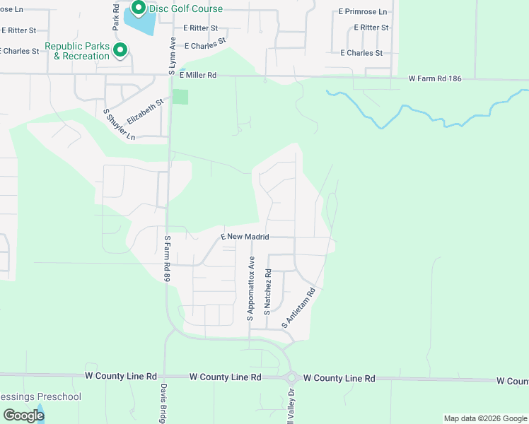 map of restaurants, bars, coffee shops, grocery stores, and more near 1629 East New Madrid in Republic