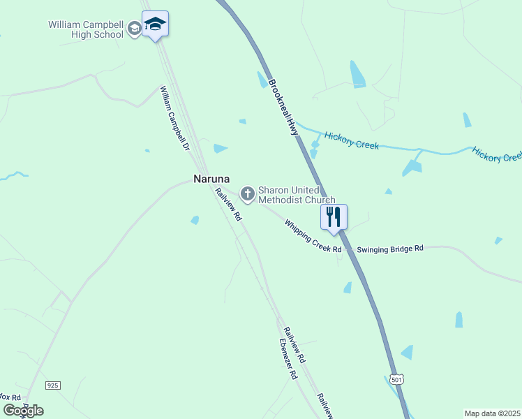 map of restaurants, bars, coffee shops, grocery stores, and more near 336 Whipping Creek Road in Gladys