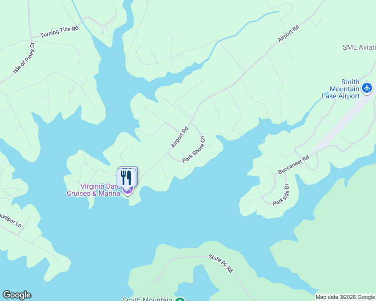 map of restaurants, bars, coffee shops, grocery stores, and more near 207 Park Shore Circle in Moneta