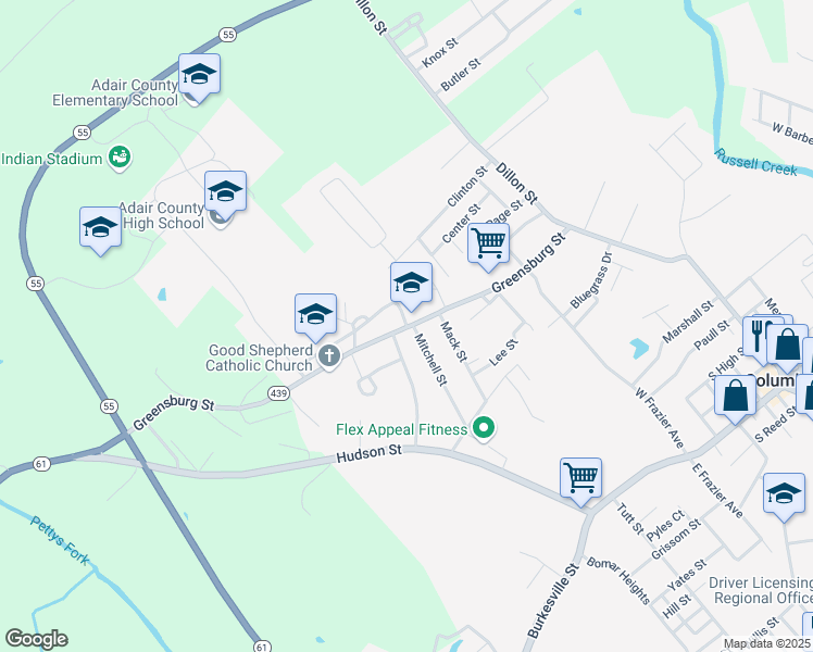 map of restaurants, bars, coffee shops, grocery stores, and more near 202 General John Adair Drive in Columbia