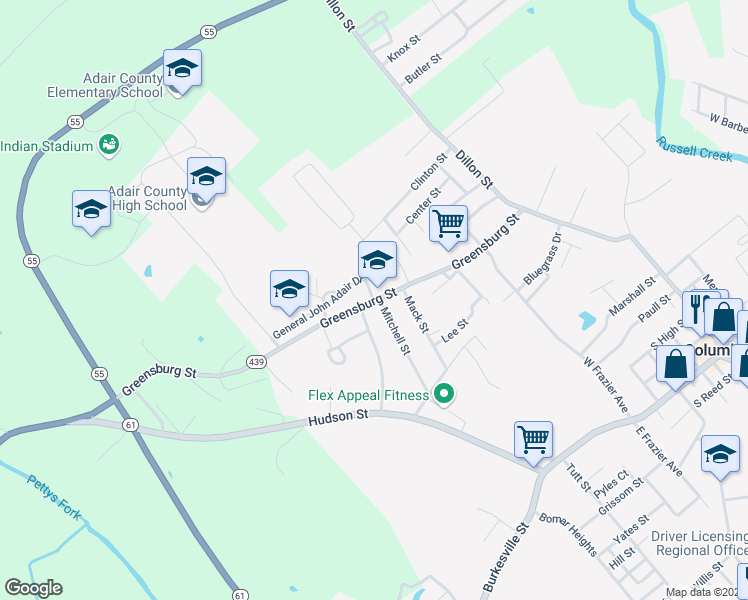 map of restaurants, bars, coffee shops, grocery stores, and more near 202 General John Adair Drive in Columbia