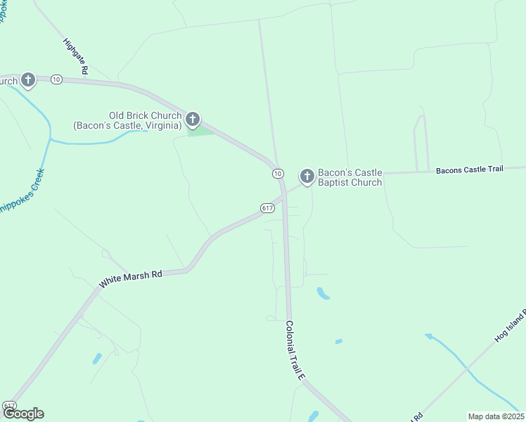 map of restaurants, bars, coffee shops, grocery stores, and more near 17263 White Marsh Rd in Surry