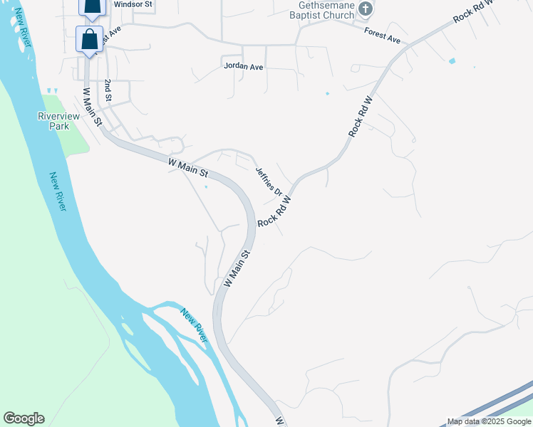 map of restaurants, bars, coffee shops, grocery stores, and more near 113 Brady Drive in Radford