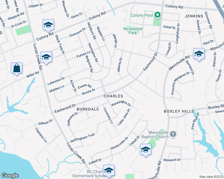 map of restaurants, bars, coffee shops, grocery stores, and more near 209 Eastwood Drive in Newport News