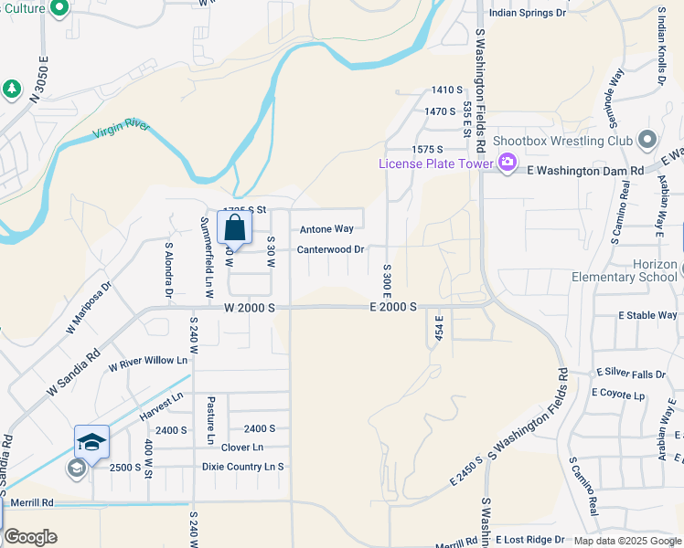 map of restaurants, bars, coffee shops, grocery stores, and more near 1906 South Bridle Circle in Washington