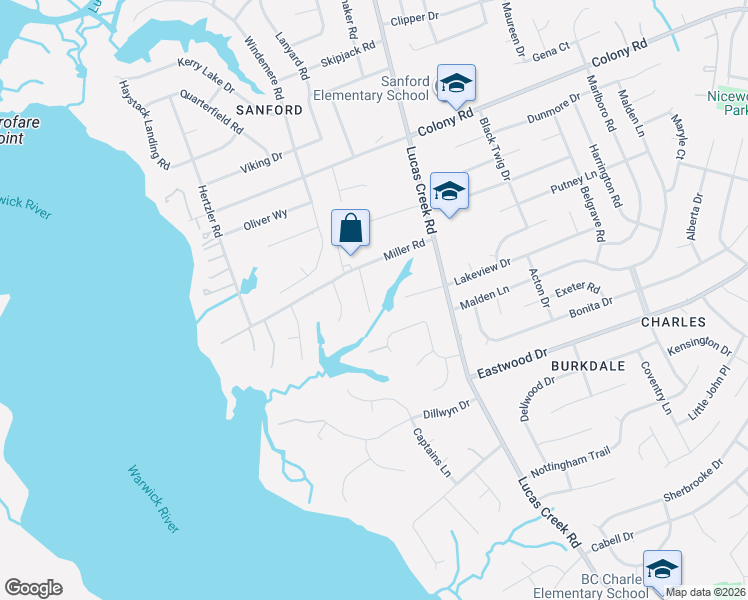 map of restaurants, bars, coffee shops, grocery stores, and more near 228 Lakewood Park Drive in Newport News