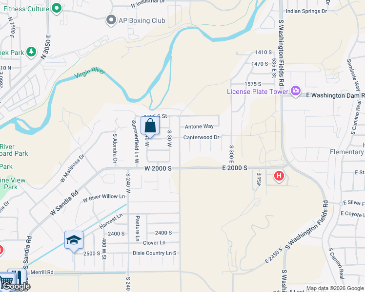 map of restaurants, bars, coffee shops, grocery stores, and more near 1883 South 20 East in Washington