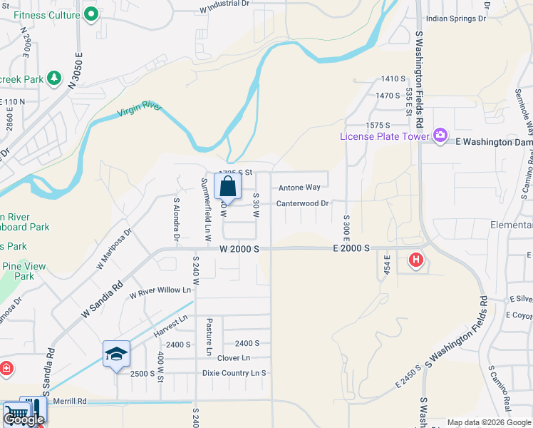 map of restaurants, bars, coffee shops, grocery stores, and more near 1872 South 20 East in Washington