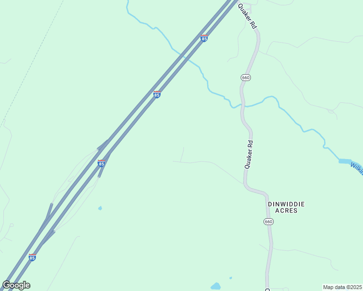 map of restaurants, bars, coffee shops, grocery stores, and more near 12300 Quaker Road in Dinwiddie