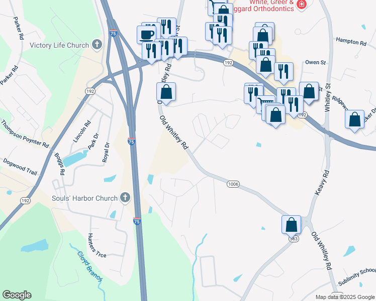 map of restaurants, bars, coffee shops, grocery stores, and more near 362 Old Whitley Road in London