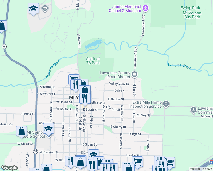 map of restaurants, bars, coffee shops, grocery stores, and more near 14640 Lawrence 2225 in Miller