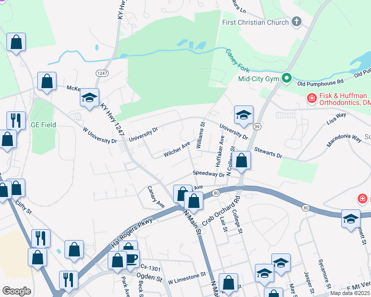 map of restaurants, bars, coffee shops, grocery stores, and more near 115 Wilcher Avenue in Somerset