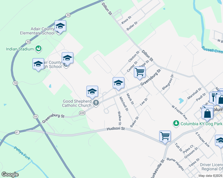 map of restaurants, bars, coffee shops, grocery stores, and more near 322 General John Adair Drive in Columbia