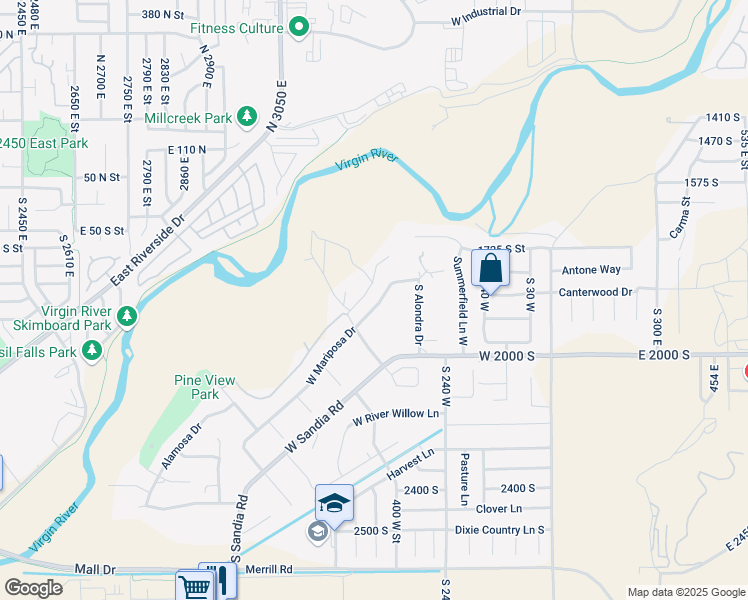 map of restaurants, bars, coffee shops, grocery stores, and more near 404 West Mariposa Drive in Washington