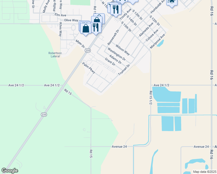 map of restaurants, bars, coffee shops, grocery stores, and more near 2111 Truman Drive in Chowchilla