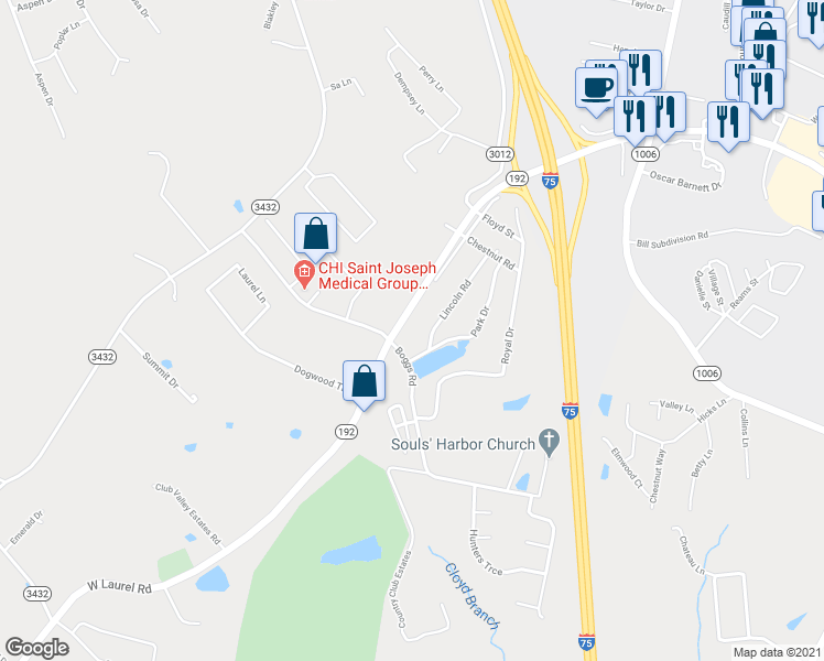 map of restaurants, bars, coffee shops, grocery stores, and more near 449 West Laurel Road in London