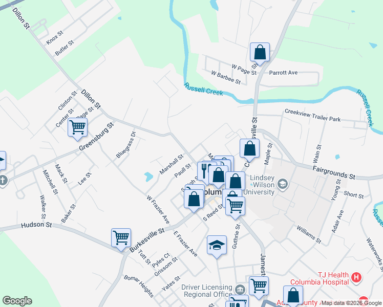 map of restaurants, bars, coffee shops, grocery stores, and more near 100 Wall Street in Columbia