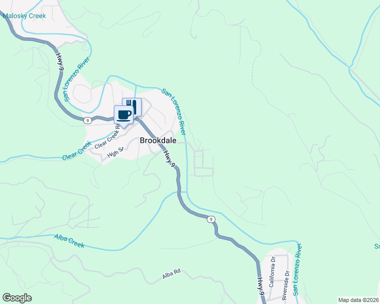 map of restaurants, bars, coffee shops, grocery stores, and more near 11085 Riverside Road in Brookdale