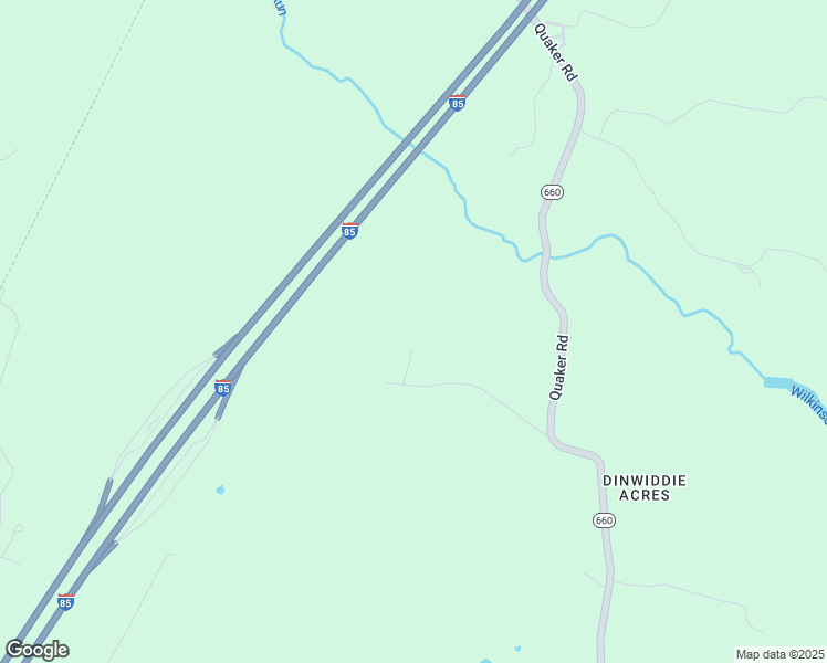 map of restaurants, bars, coffee shops, grocery stores, and more near 12300 Quaker Road in Dinwiddie
