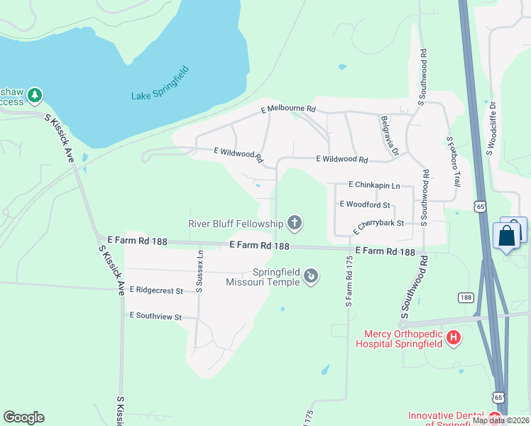 map of restaurants, bars, coffee shops, grocery stores, and more near 2550 Blue Spruce Dr in Springfield