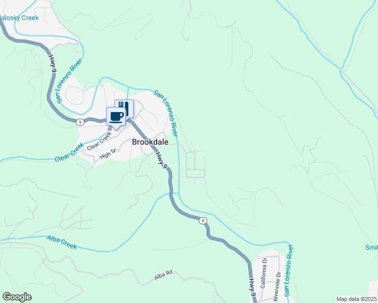 map of restaurants, bars, coffee shops, grocery stores, and more near 101 Annies Way in Ben Lomond
