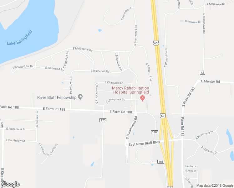 map of restaurants, bars, coffee shops, grocery stores, and more near 2822 East Woodford Street in Springfield